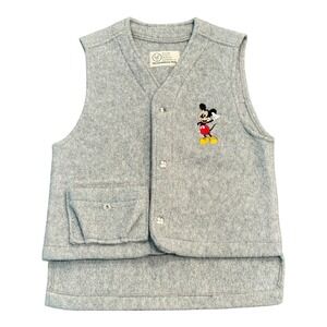 William Montana Wear Mickey Mouse Vest Fleece Gray Disney Made In USA Vintage‎